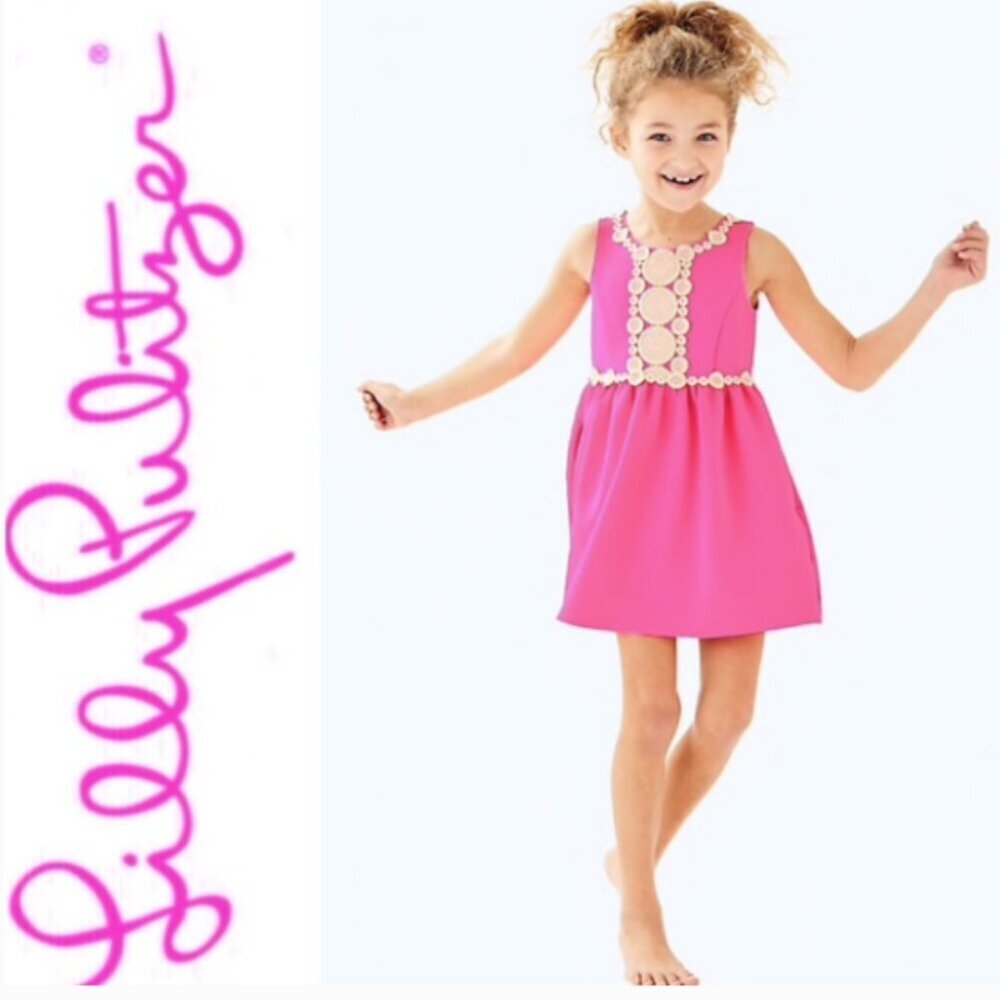 Lilly Pulitzer Girls Baylee Fit & Flare Dress in Pink Sunset Size X-Large NWT - Picture 1 of 8